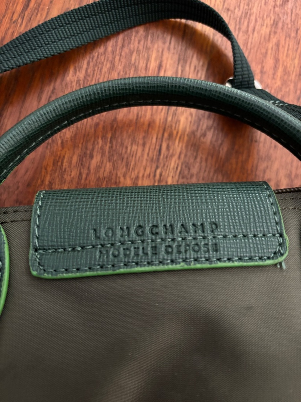 Longchamp Small Crossbody in Dark Green with Lime Accents - Picture 6 of 10